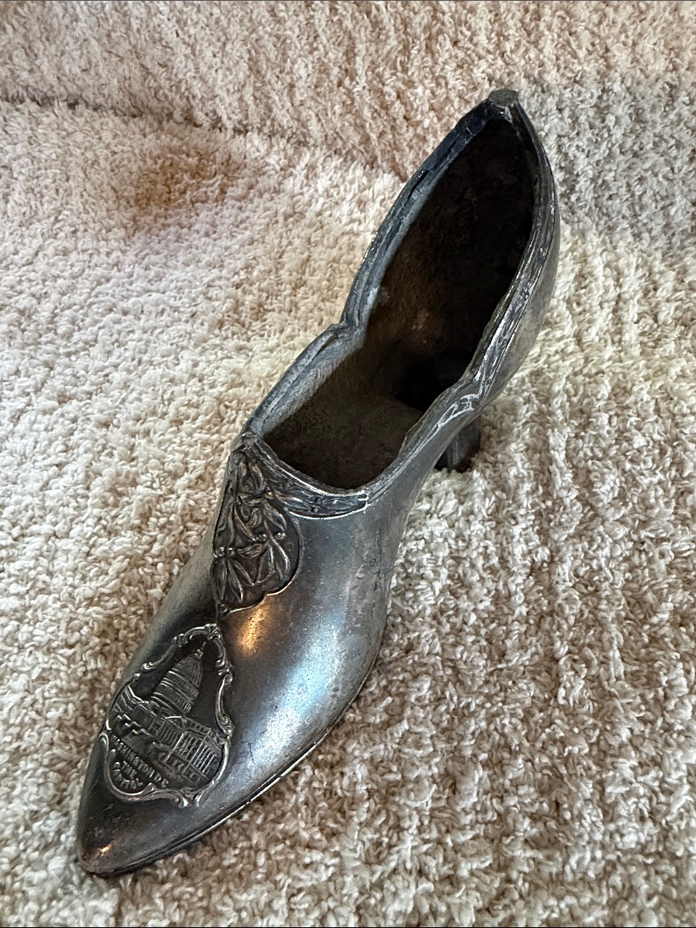 Vintage Jennings Brothers Decorative Pewter Shoe Pin Cushion JB1246